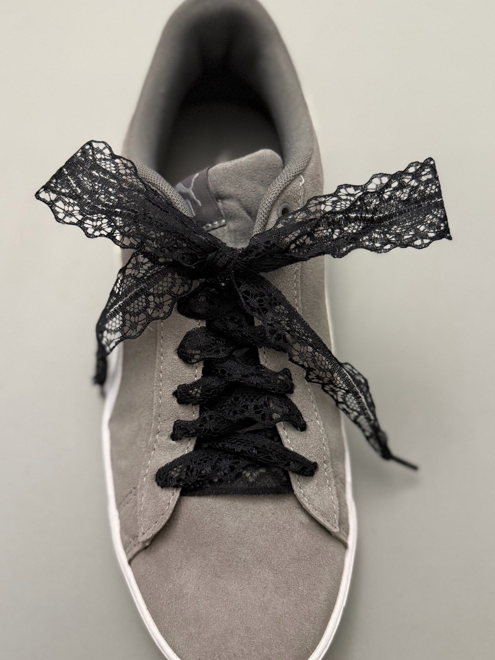 Black Lace Ribbon Shoe Laces Coquette Sneaker Laces Bow 47” Pair